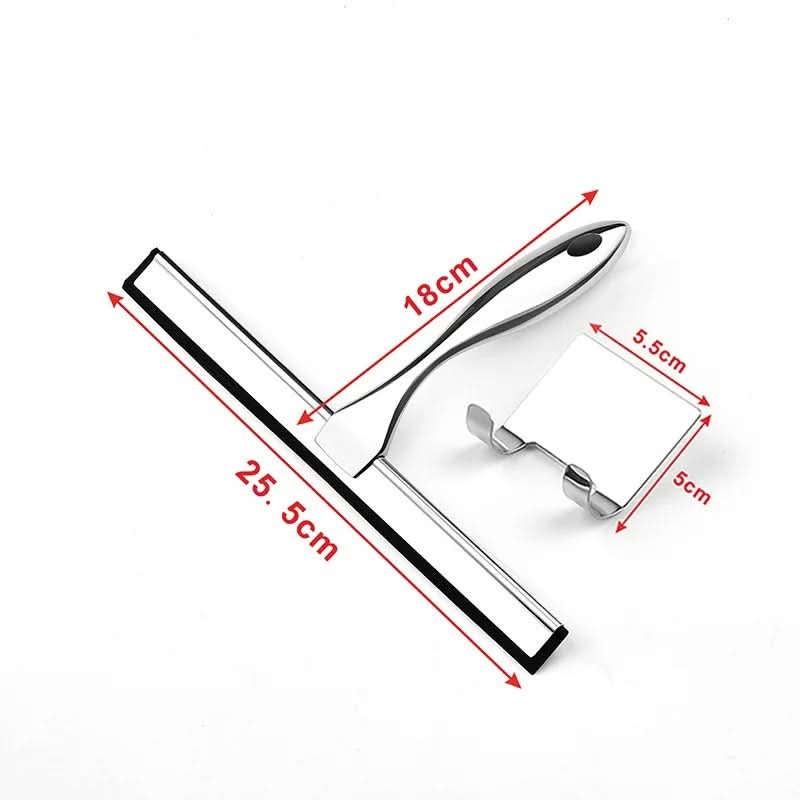 Stainless Steel Shower Squeegee with Silicone Blade | Streak-Free Cleaning for Glass & Tile | Ergonomic Grip with Storage Hook