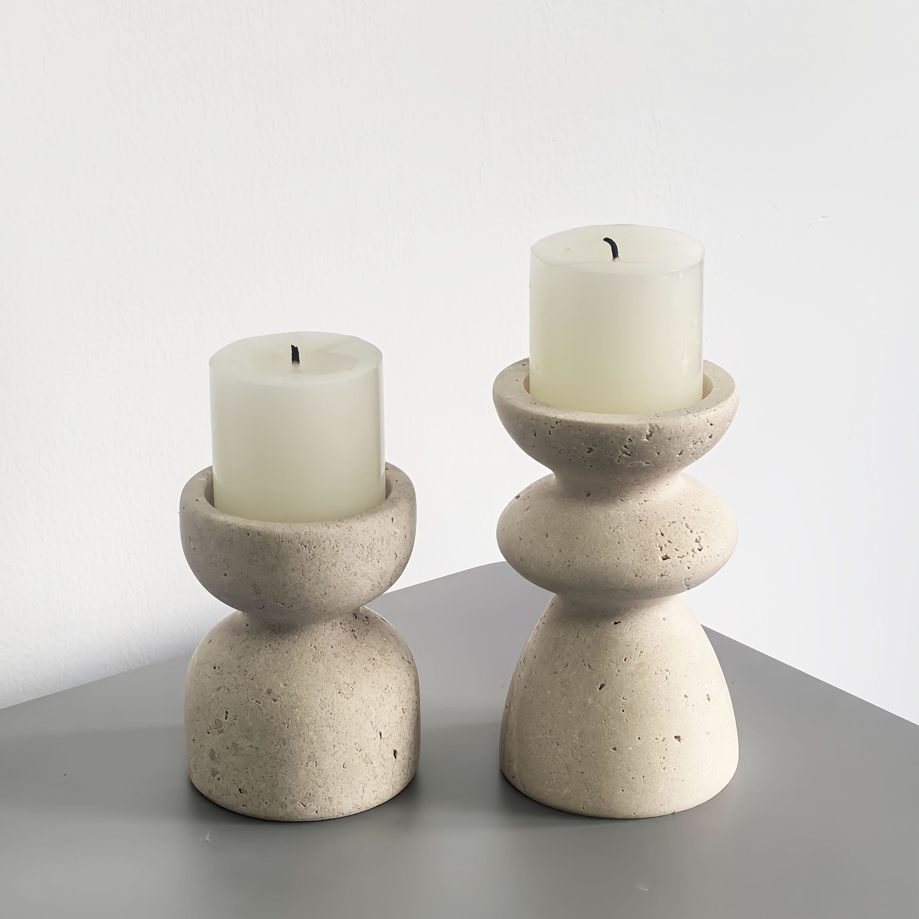 Natural Marble & Travertine Candle Holders | Small or Large | Polished Luxury Décor for Home, Weddings & Events