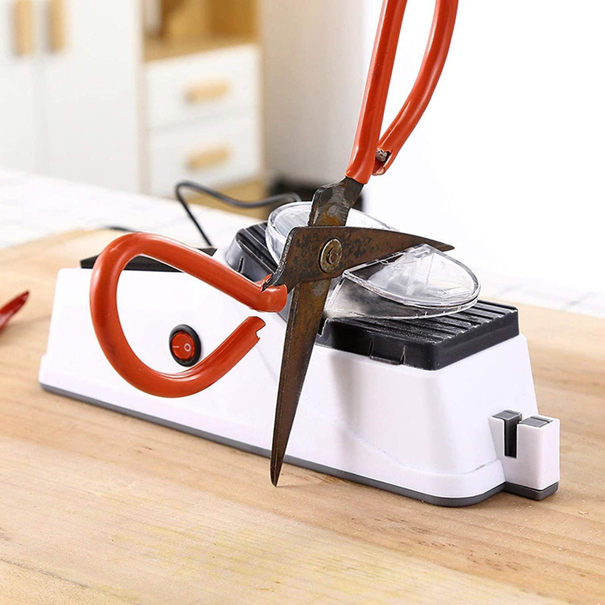Electric Knife Sharpener with Two Slots and Whetstone Pad | USB Rechargeable for Knives and Scissors | 5-Second Edge