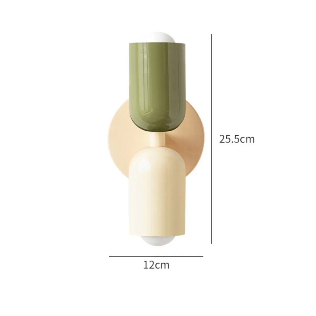 Modern Scandinavian Wall Sconce | Two Light Metal Fixture for Bedroom, Hallway or Living Room | 6 Color Combinations