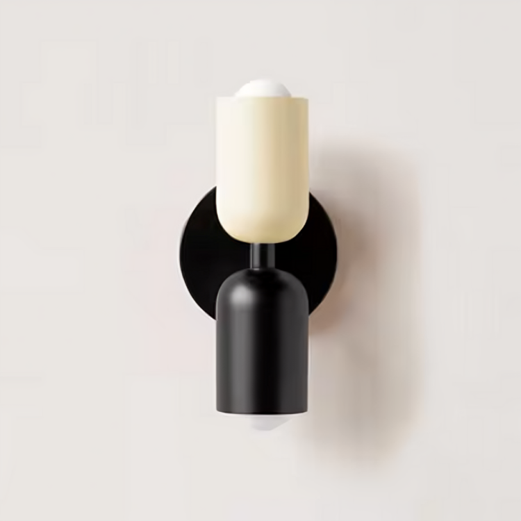 Modern Scandinavian Wall Sconce | Two Light Metal Fixture for Bedroom, Hallway or Living Room | 6 Color Combinations