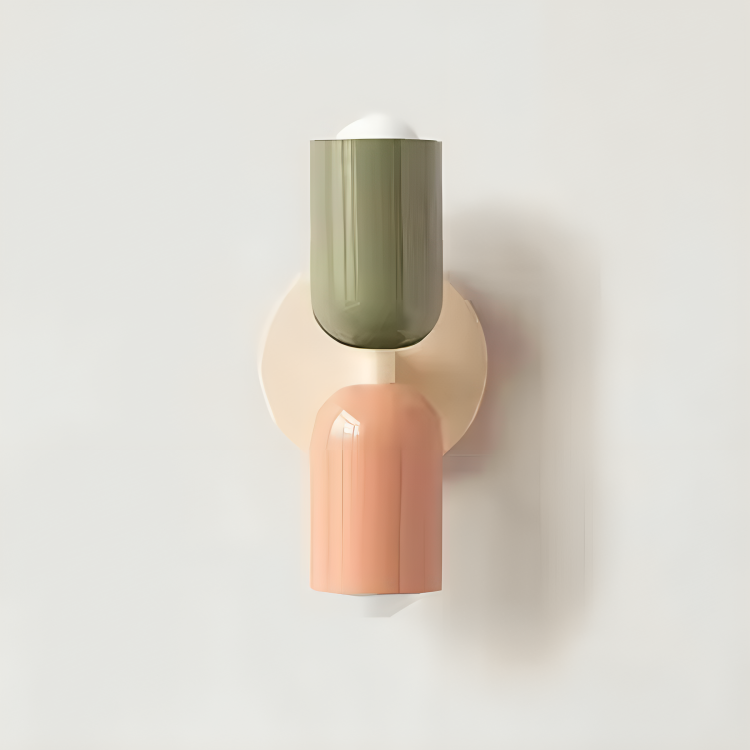 Modern Scandinavian Wall Sconce | Two Light Metal Fixture for Bedroom, Hallway or Living Room | 6 Color Combinations