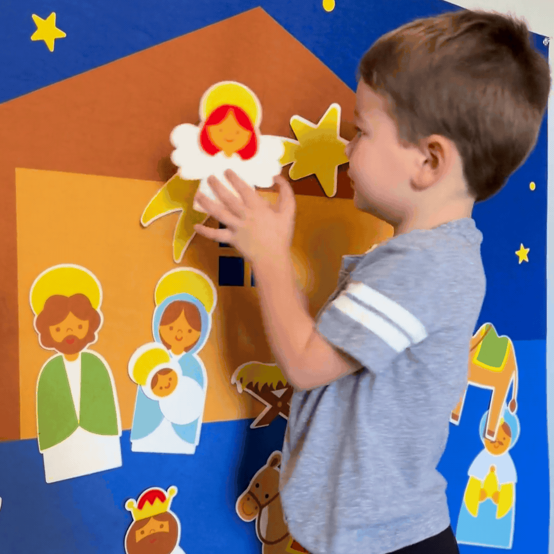 Felt Christmas Nativity Set for Kids | Soft Figures of Mary, Joseph and Baby Jesus | Interactive Holiday Craft Scene
