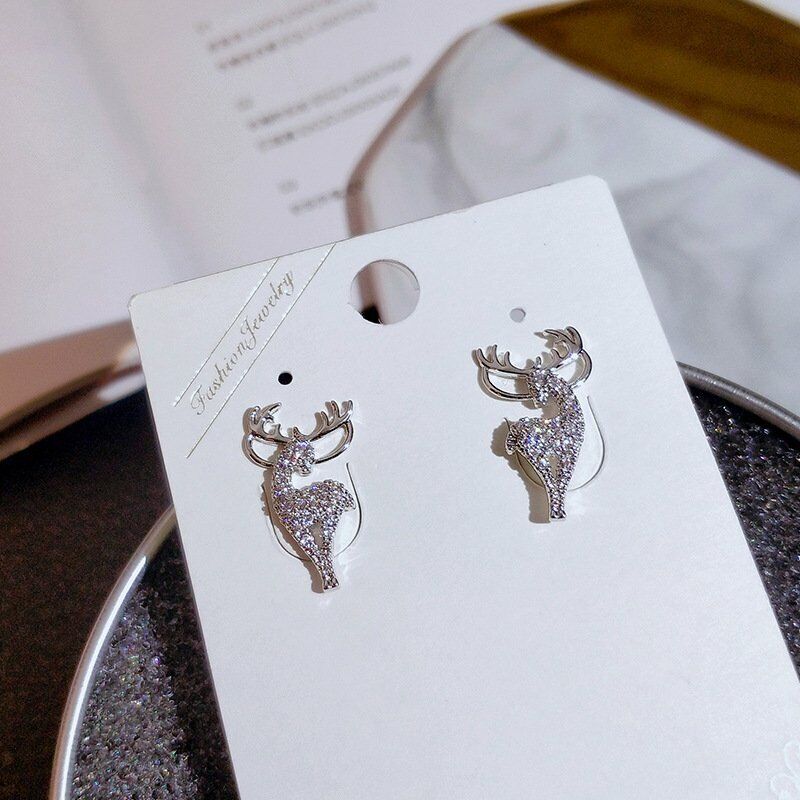 Reindeer Earrings in 925 Sterling Silver | Christmas Holiday Jewelry for Women | Lightweight Festive Xmas Gift Idea