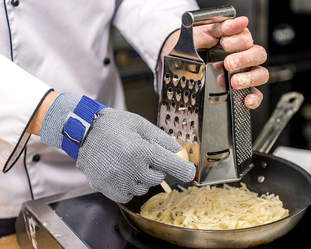 Stainless Steel Mesh Cut Resistant Work Gloves | Food Safe Chainmail Hand Protection | Single Glove, Sizes S to XL