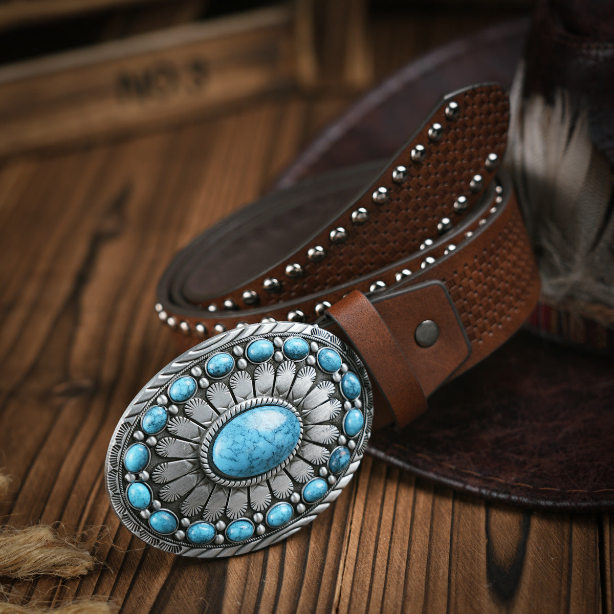 Western Style Belt for Him in Vegan Leather | Floral, Horse Head or Bull Buckle | Tooled Strap for Jeans and Chinos