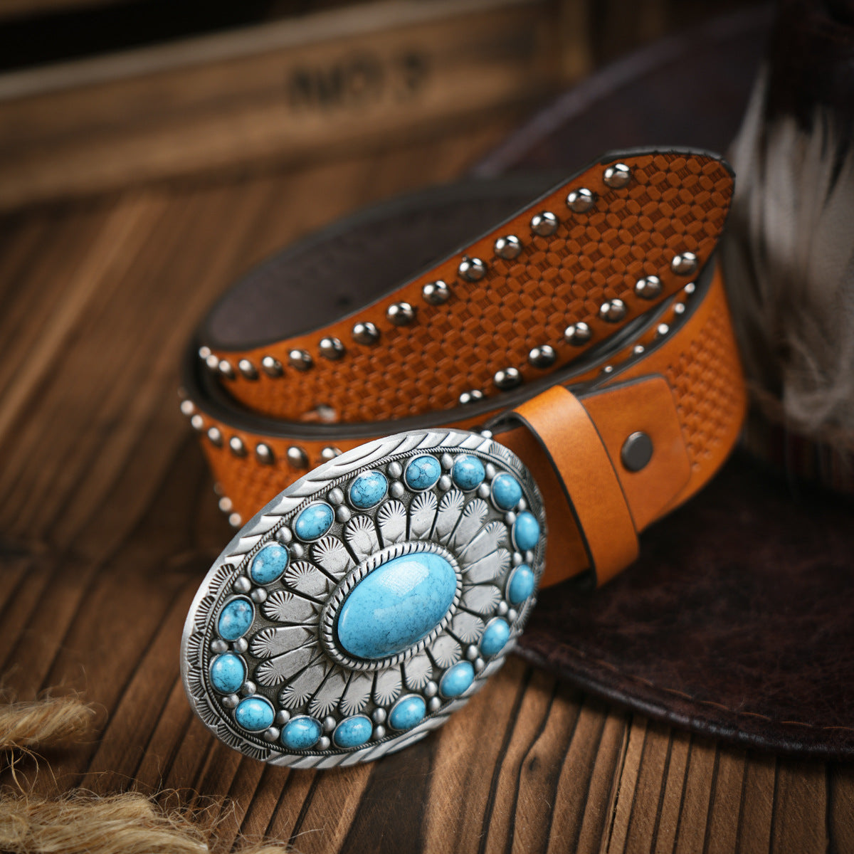 Western Style Belt for Him in Vegan Leather | Floral, Horse Head or Bull Buckle | Tooled Strap for Jeans and Chinos