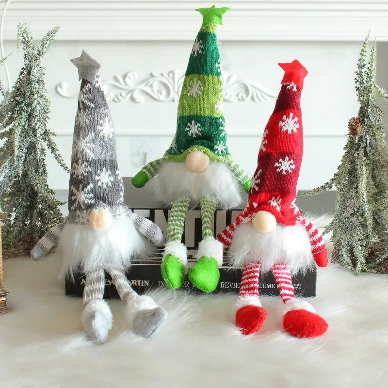 Light-Up Christmas Doll with Long Hat and Warm Glow | Soft Fabric Figurines in Green, Grey or Red | Indoor Decor