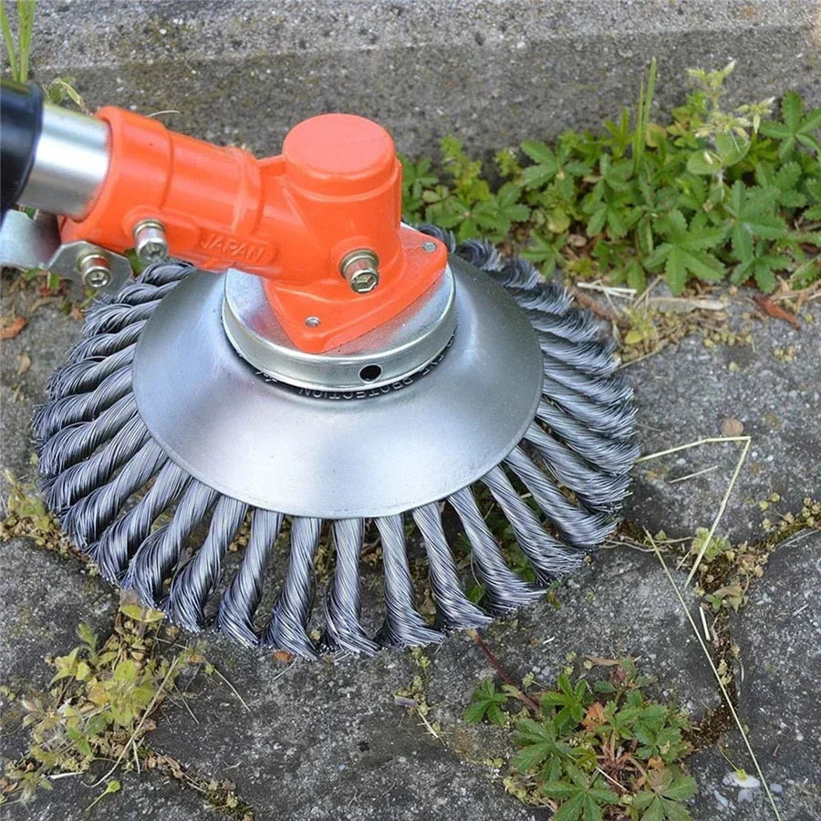 Steel Weed Brush Head for String Trimmer | 150 mm Wheel with 1 in Arbor Bore | Garden Edging Attachment, Machine Not Included