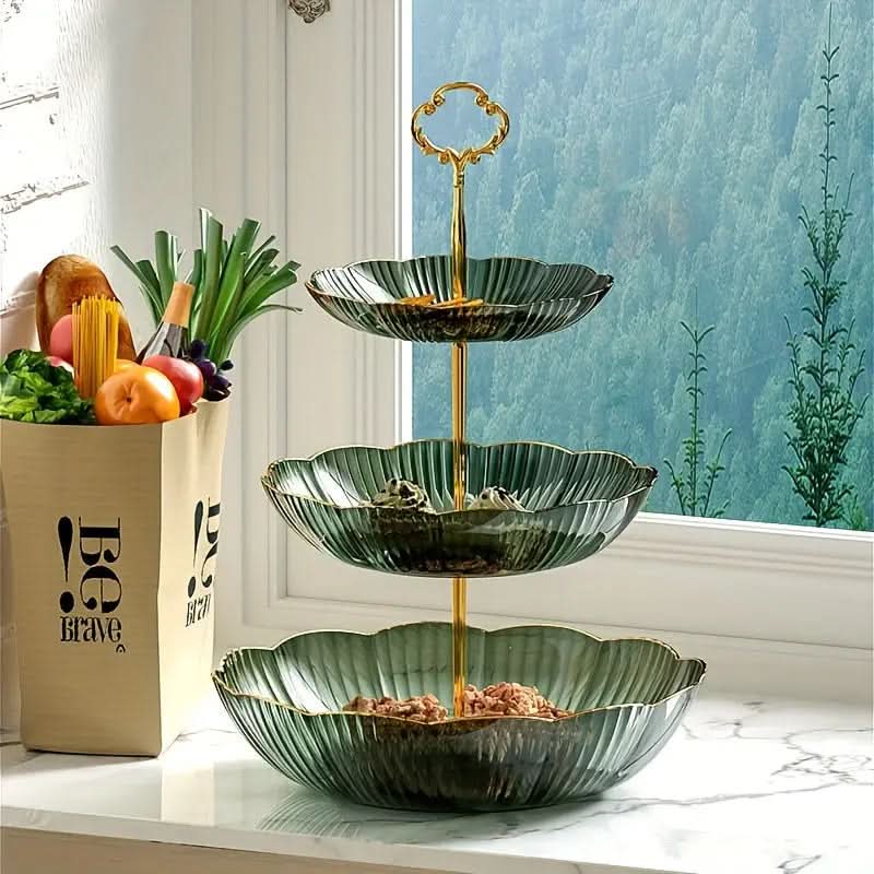 3 Tier Fruit Bowl Organizer Metal Stand