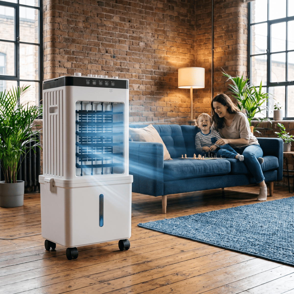 3-in-1 Mobile Air Cooler with Ice-Compatible Tank | No Exhaust Hose, Wheeled Base | Cools, Humidifies & Purifies Any Room
