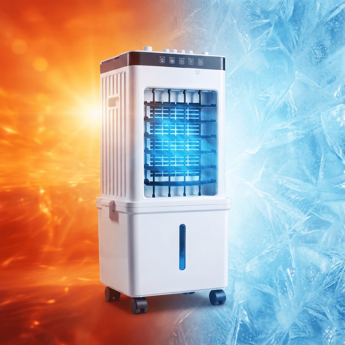 Premium 3-in-1 Mobile Air Cooler with Ice Packs | No Exhaust Hose, Whisper-Quiet | Remote Control & Wheels