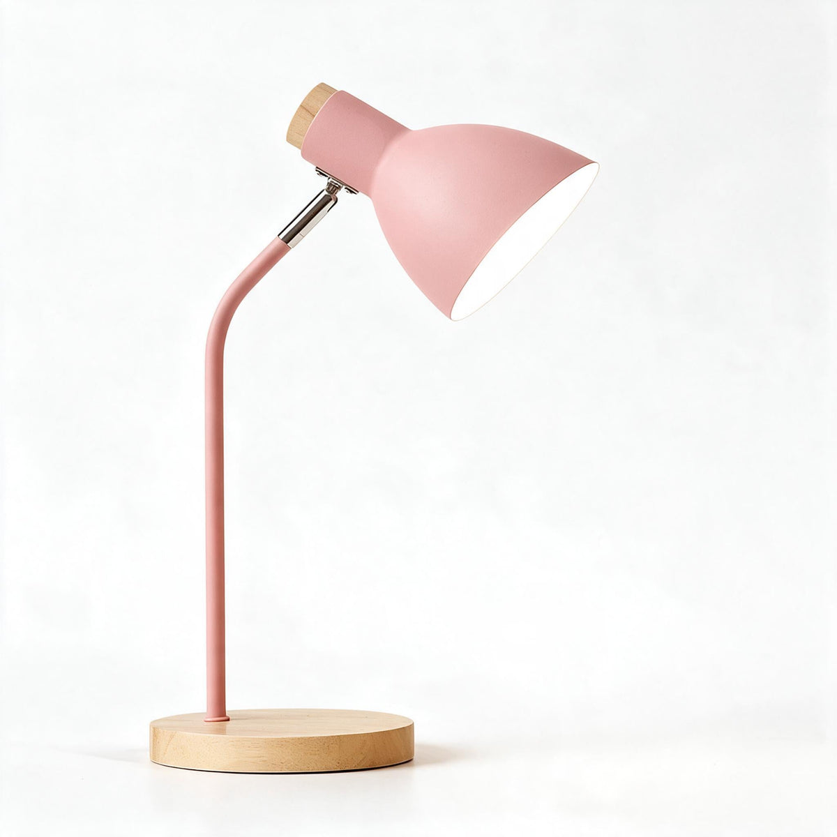 Scandinavian Table Lamp in Wood and Metal with E27 Socket | Warm or Cool White Bulb Light | For Reading, Desk and Bedside