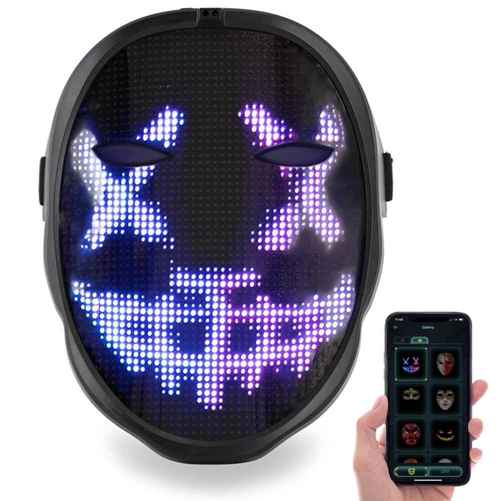 LED face mask showing a custom uploaded image