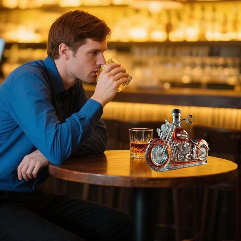 Motorcycle Whiskey Decanter Glass Bottle
