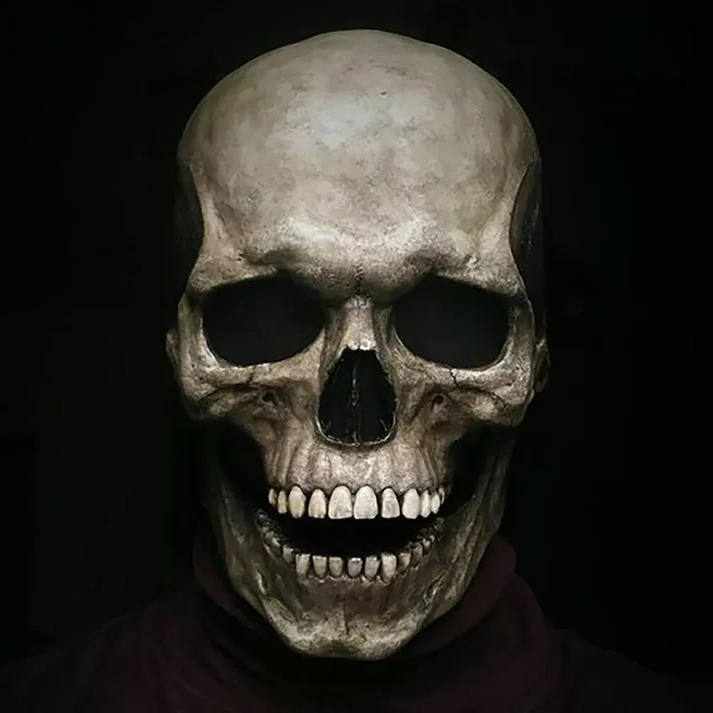 Black movable jaw skull mask for Halloween and cosplay