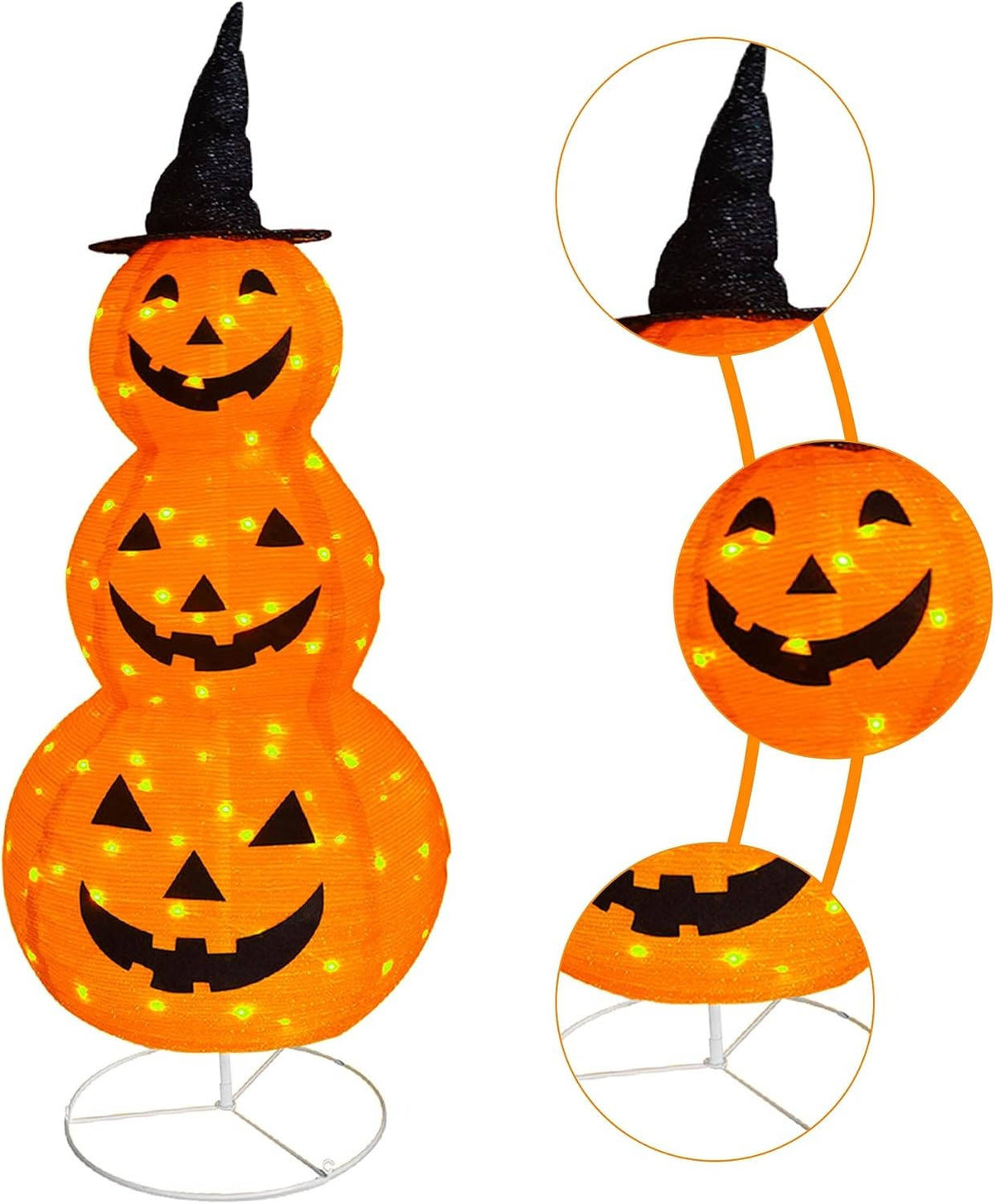Halloween pumpkin decoration lit in one of eight lighting effects