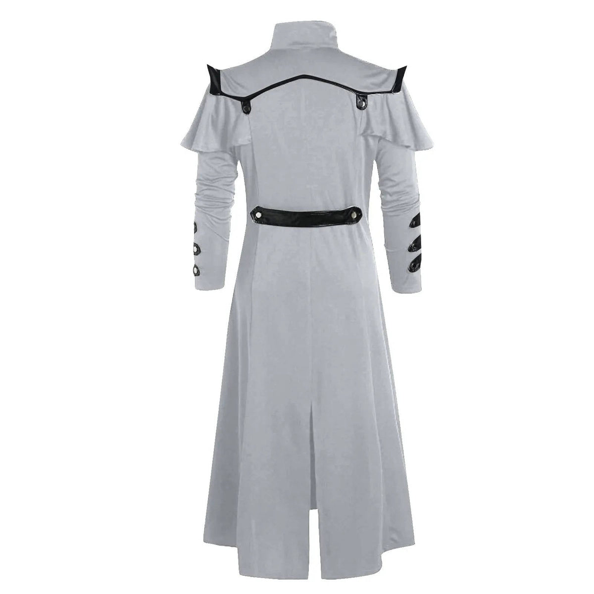 Mens Gothic Victorian Halloween Jacket | Polyester With Faux Leather Trim and 2 Inner Pockets | Black or Gray, S to 5XL