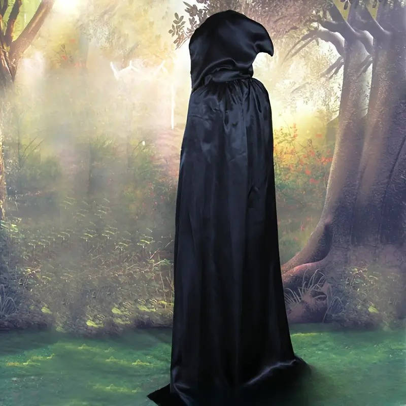Hooded Horror Halloween Cape | Soft Polyester With Deep Drawstring Hood | Black Or Purple, 51 To 67 In Lengths
