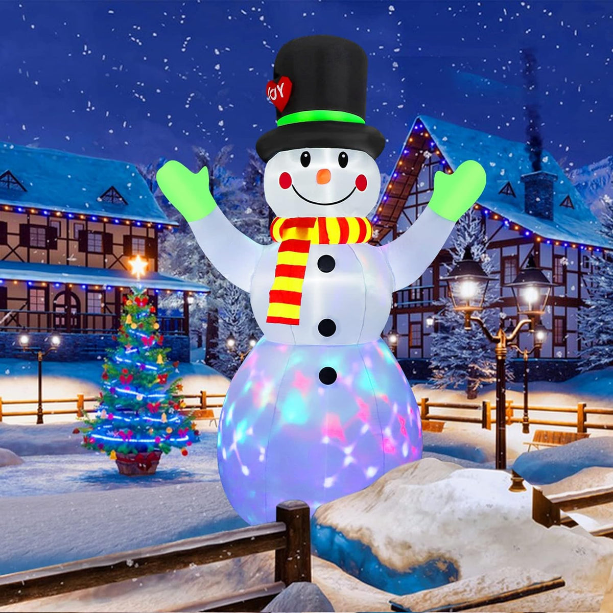 Inflatable Christmas Snowman 213 cm with LED Lights | Weather-Resistant Blow Up Yard Decorations | Gift Box Design