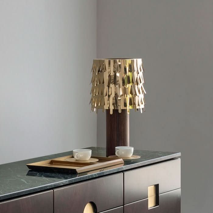Brass Table Lamp Leaf Shade
