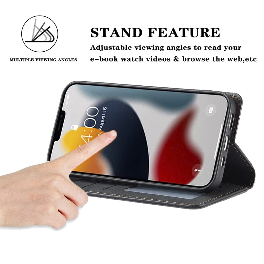 Wallet Phone Case for iPhone 15, Plus, Pro and Max | PU Leather Flip with a Magnetic Closure | 2 Card Slots and a Bill Pocket