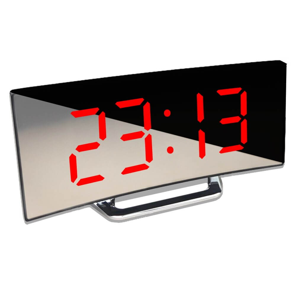 Curved LED Digital Alarm Clock with Auto-Dimming Light Sensor | 5 to 60 Minute Snooze | 3 Colors