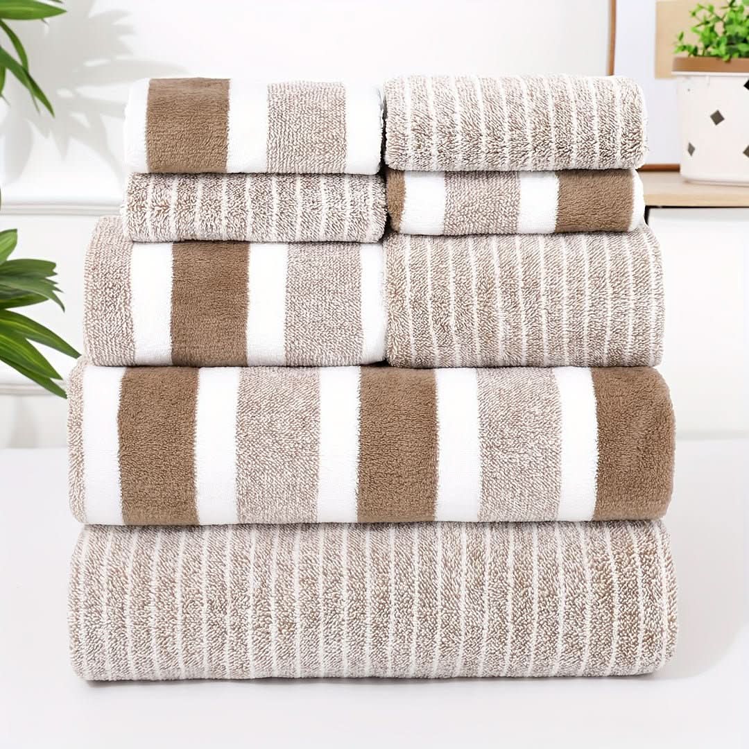 8-Piece Coral Fleece Towel Set - Ultra-Soft & Quick-Drying