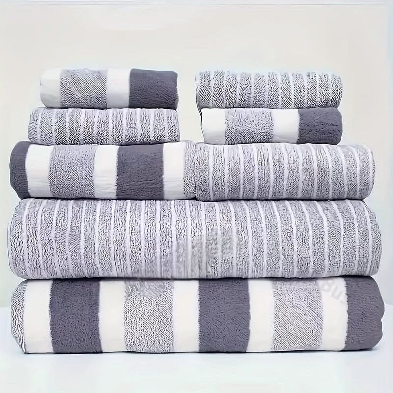 8-Piece Coral Fleece Towel Set - Ultra-Soft & Quick-Drying