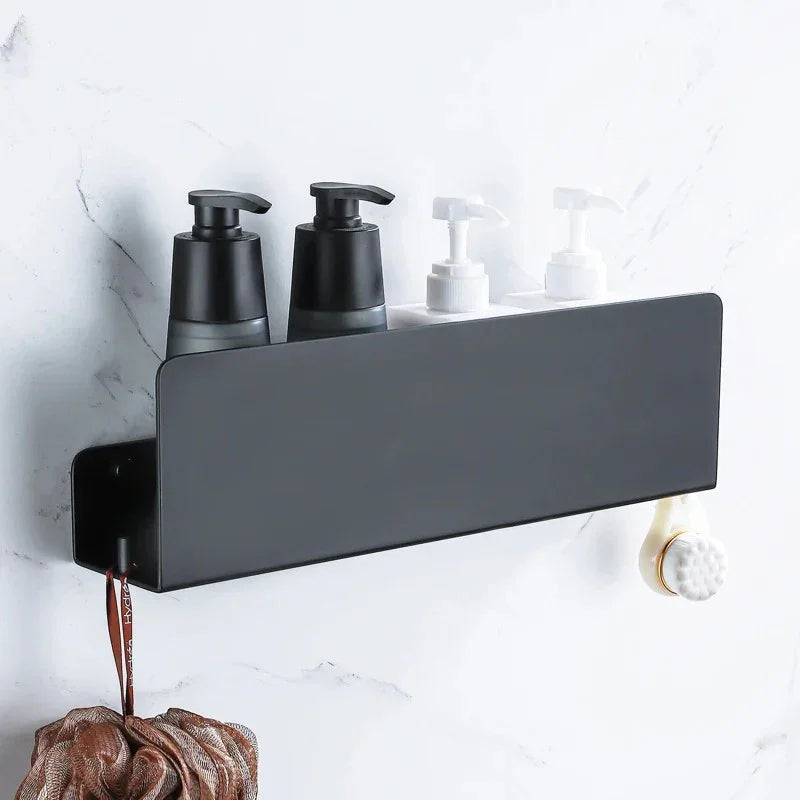 Aluminum Bathroom Wall Shelf With Hooks