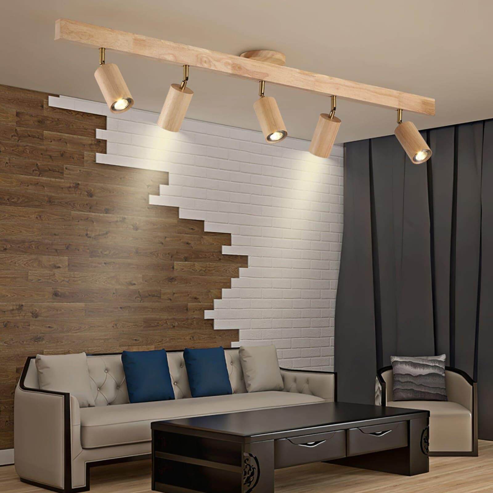 Wood Track Lighting Adjustable Spotlights