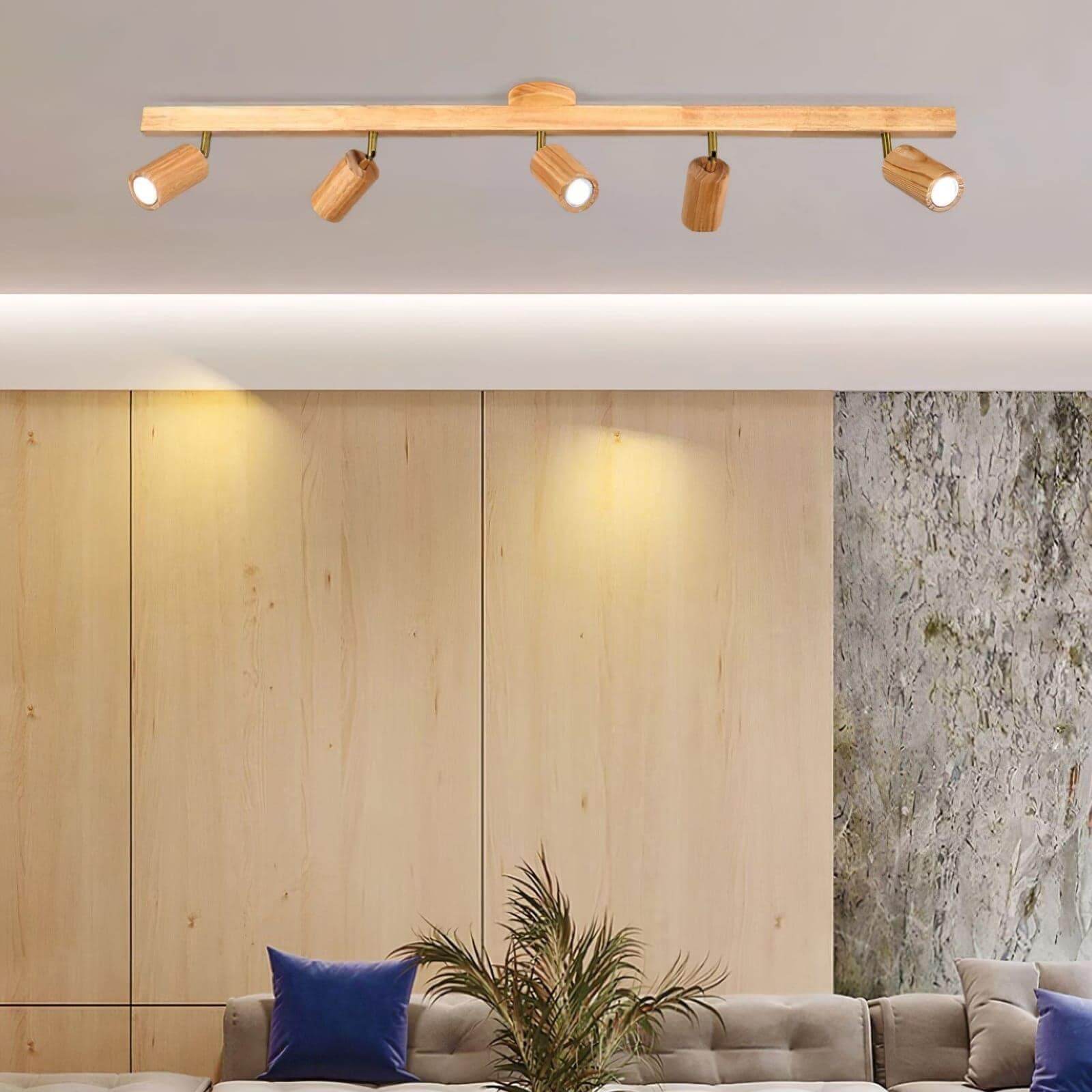 Wood Track Lighting Adjustable Spotlights