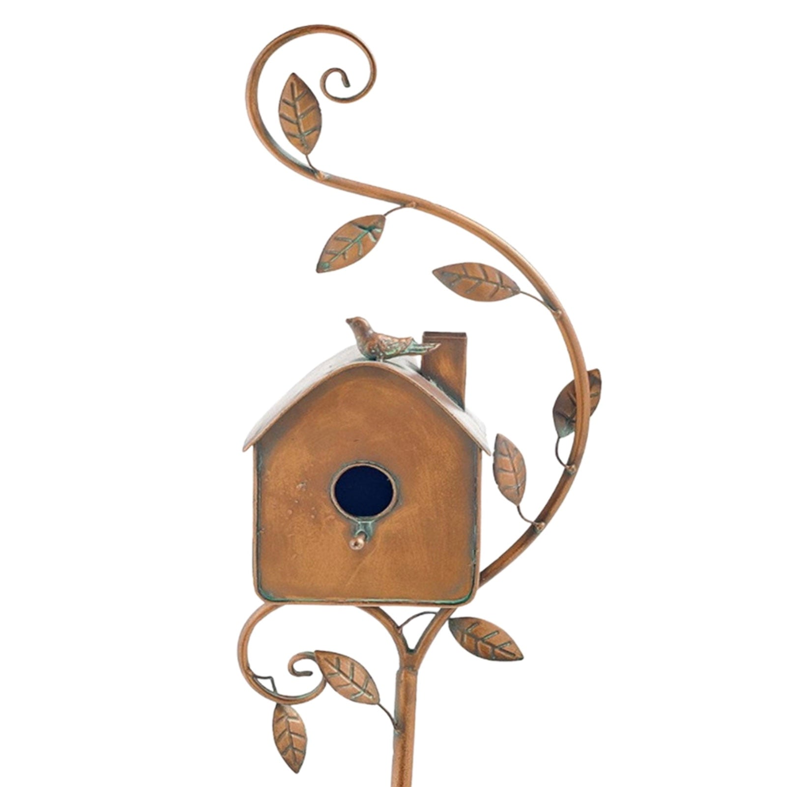 Metal Art Birdhouse on Garden Stake