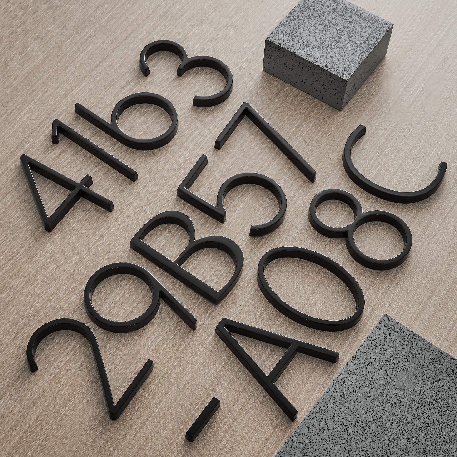 Modern Black Floating House Numbers