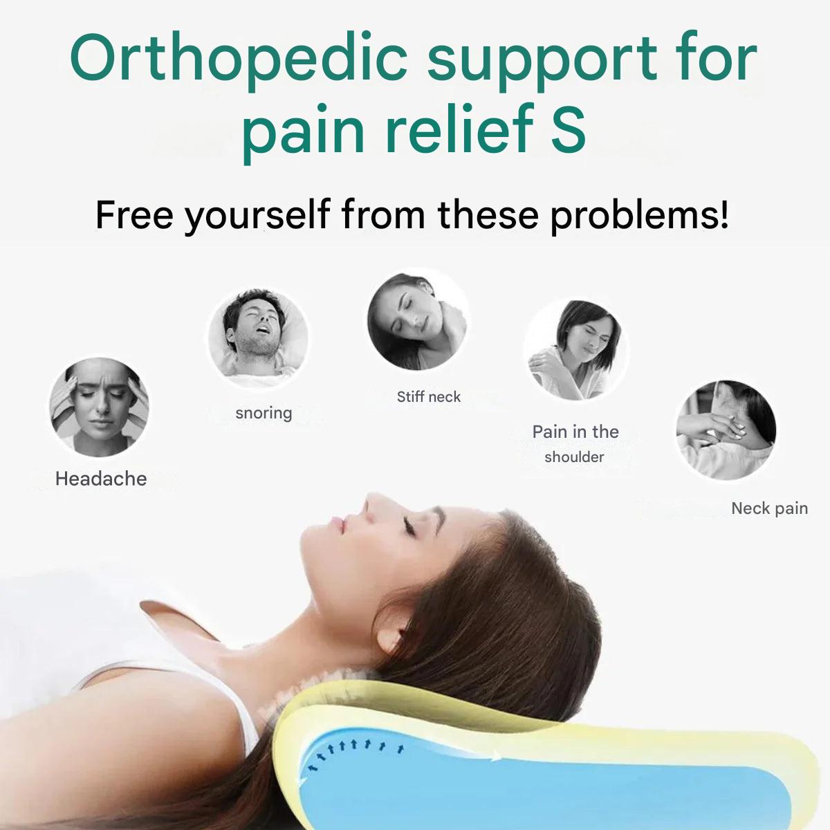 Curved Memory Foam Cervical Pillow for Back, Side and Stomach Sleepers | Breathable Washable Cover | 20 x 12 in