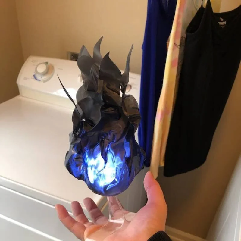 Two tone LED fireball decoration used with a wizard costume