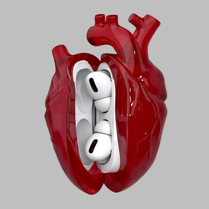 Red Halloween heart design silicone AirPods case