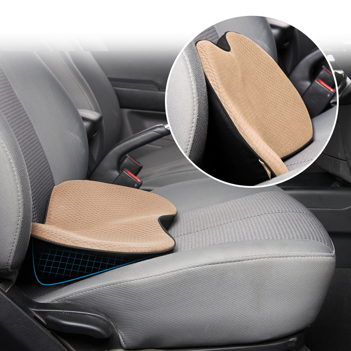 Memory Foam Car Seat Cushion for Adults | 3.5 Inch Driving Riser with a Breathable, Washable Zip Off Cover