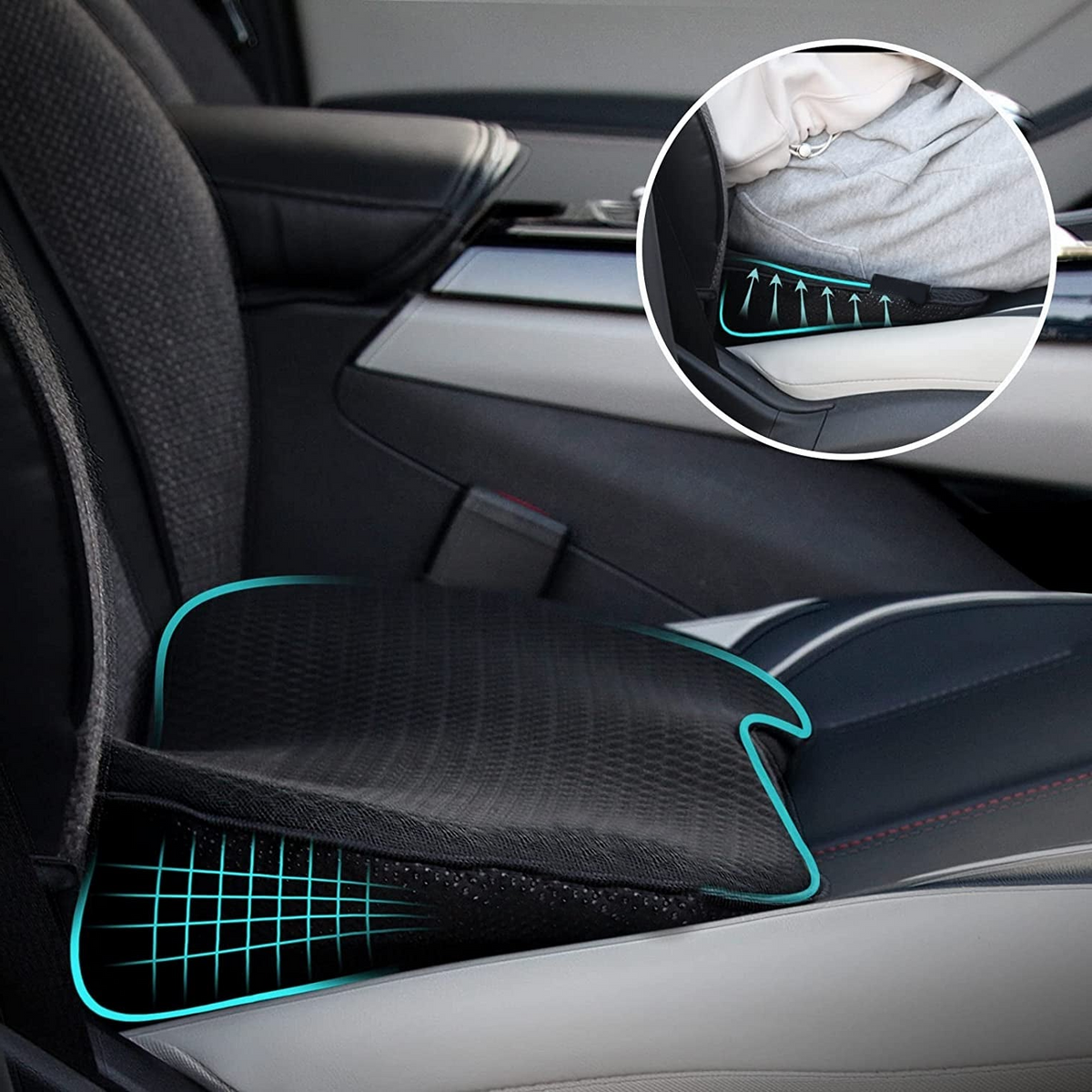 Memory Foam Car Seat Cushion for Adults | 3.5 Inch Driving Riser with a Breathable, Washable Zip Off Cover