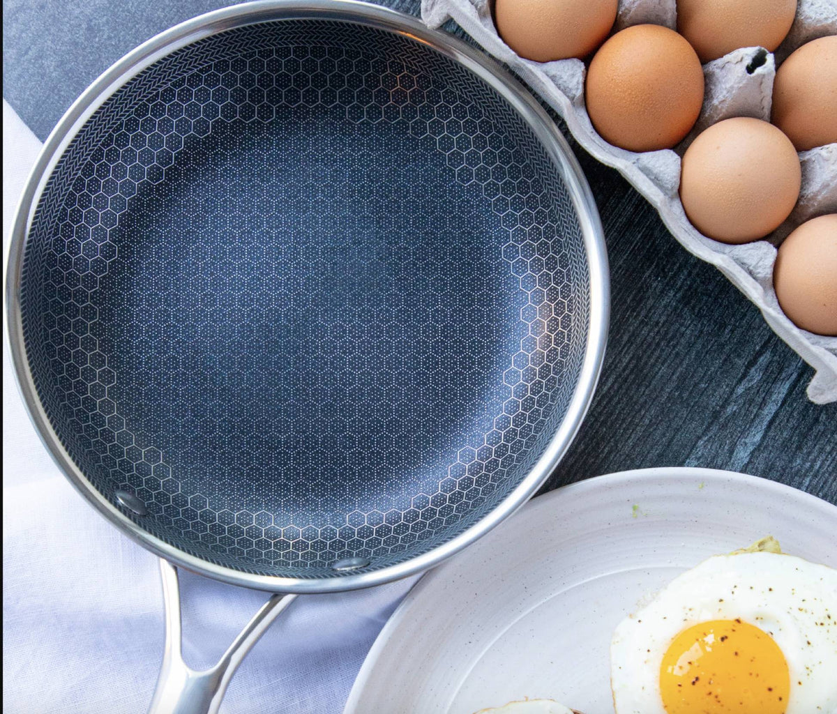 Stainless Steel Frying Pan with a Honeycomb Non Stick Surface | Even Heat on Gas, Induction or Ceramic | Kitchen Cooking Tools