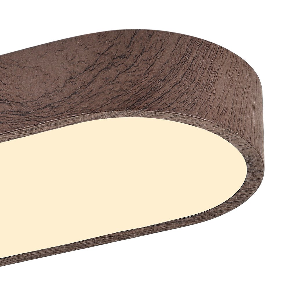 LED Oval Ceiling Light Wood Accent