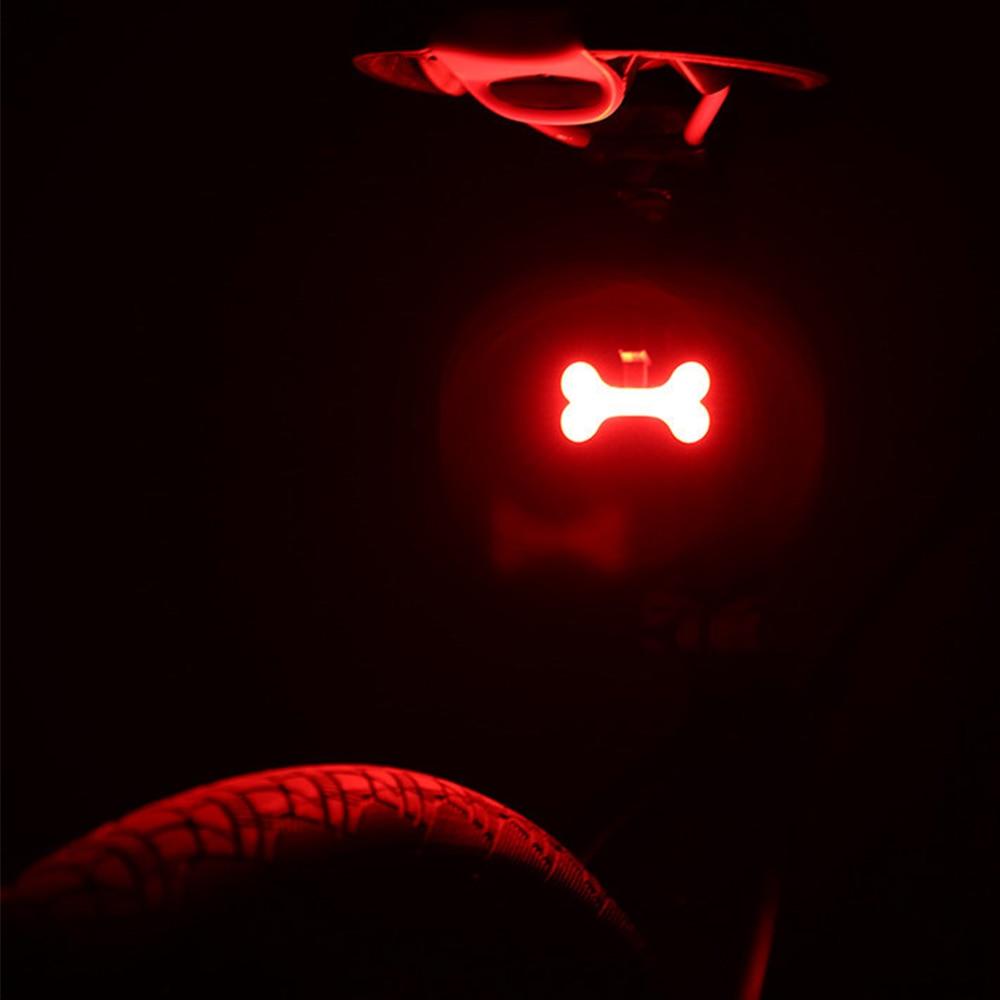 LED Bike Light in Four Shapes, a Ring, Bone, Heart or Triangle | Five Modes from Steady to Flashing | Waterproof ABS, USB Charged