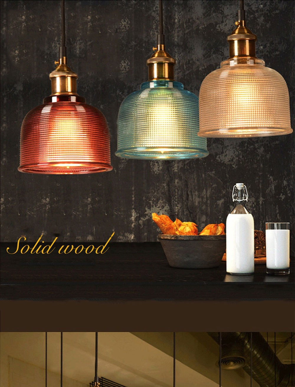 Colored Glass Pendant Light Metal Retro Ceiling Lamp