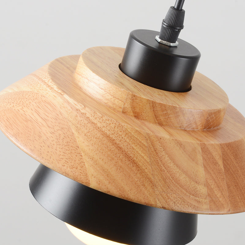 Nordic Wood Pendant Light with Aluminum Shade
