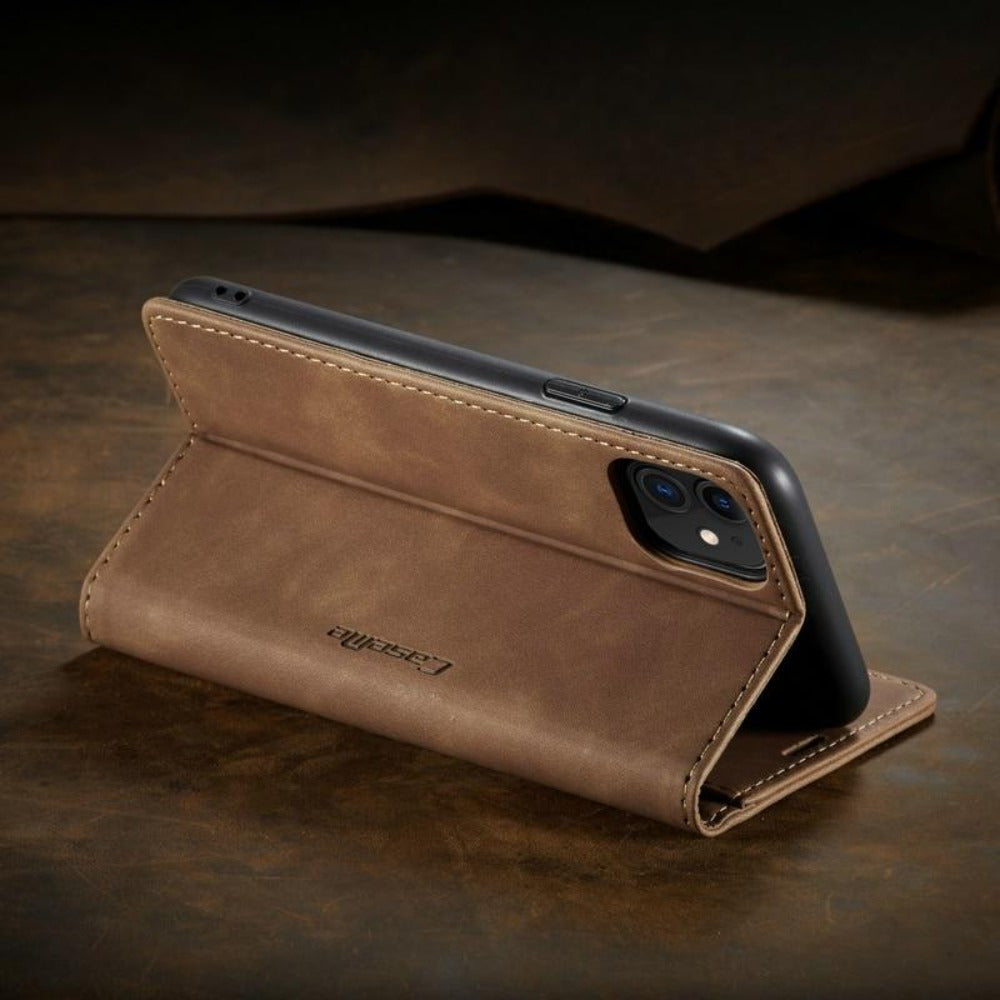 Magnetic Flip Wallet Phone Case in Vegan Leather | Card Slots and Kickstand, for iPhone 12 Through 16 Series