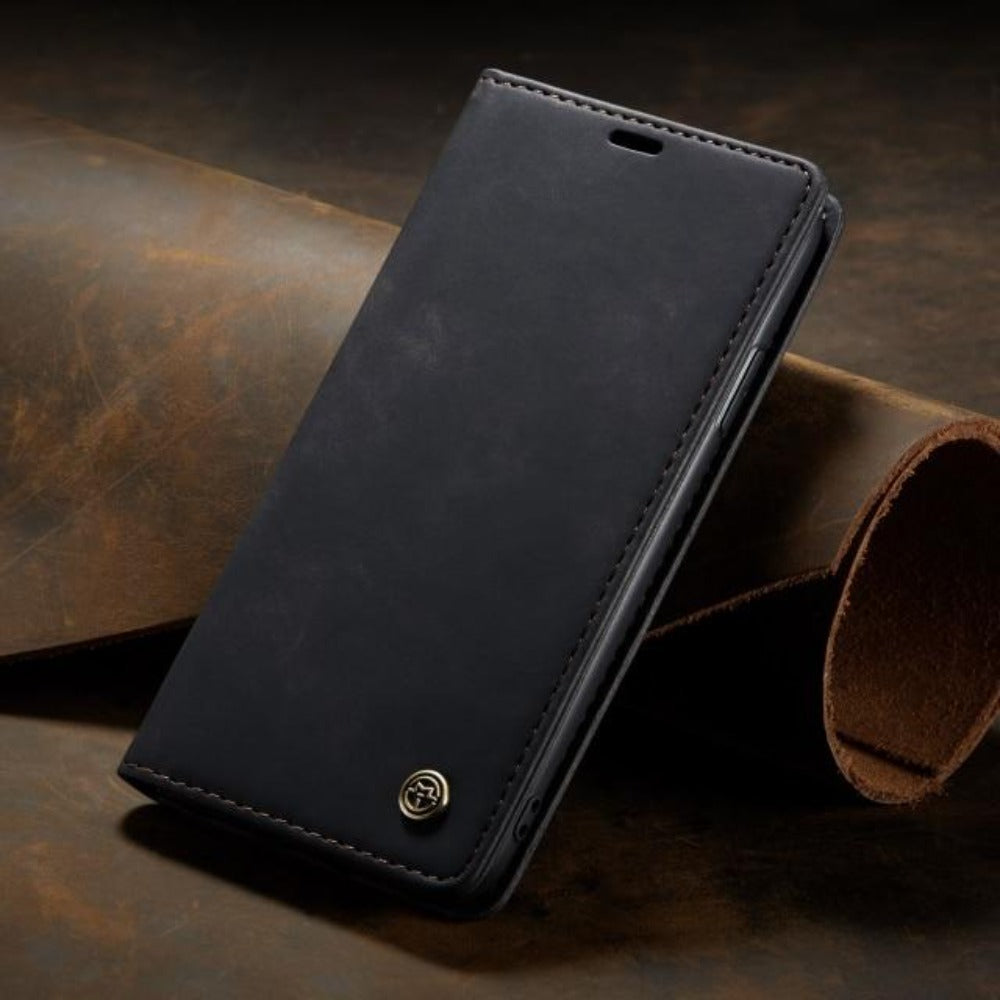 Magnetic Flip Wallet Phone Case in Vegan Leather | Card Slots and Kickstand, for iPhone 12 Through 16 Series