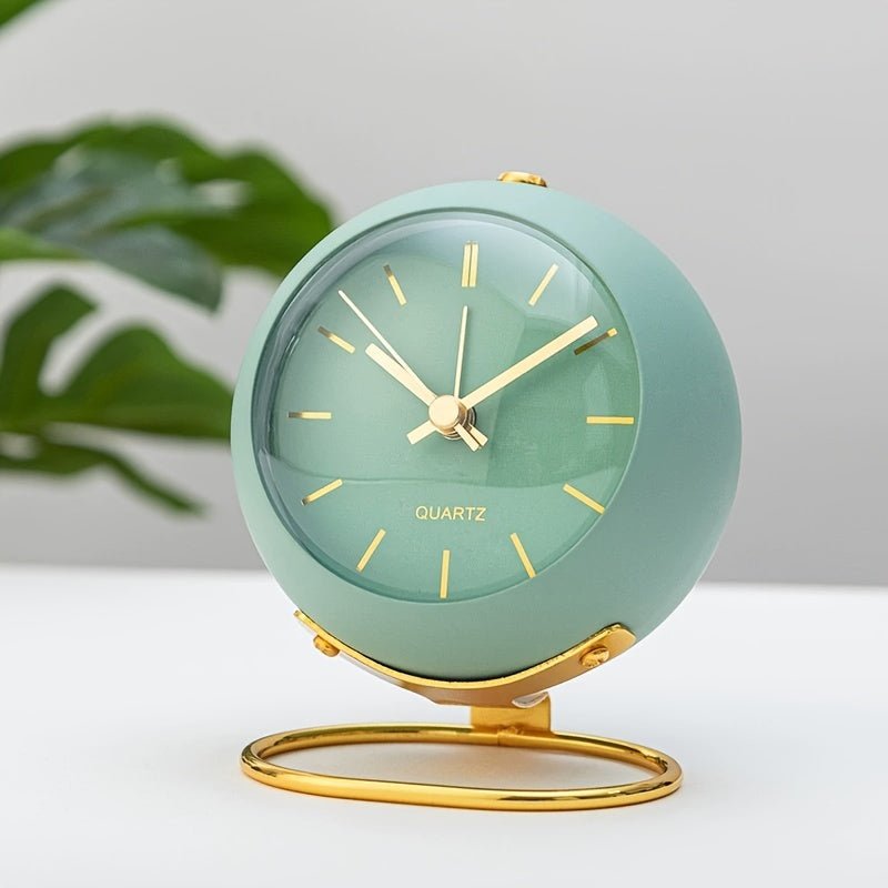 Retro Alarm Clock in a Round Metal Case | Silent Non-Ticking Movement with a Built-In Night Light | 3.1 x 4.1 in, 4 Colors