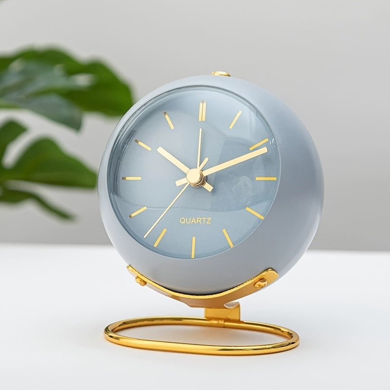 Retro Alarm Clock in a Round Metal Case | Silent Non-Ticking Movement with a Built-In Night Light | 3.1 x 4.1 in, 4 Colors