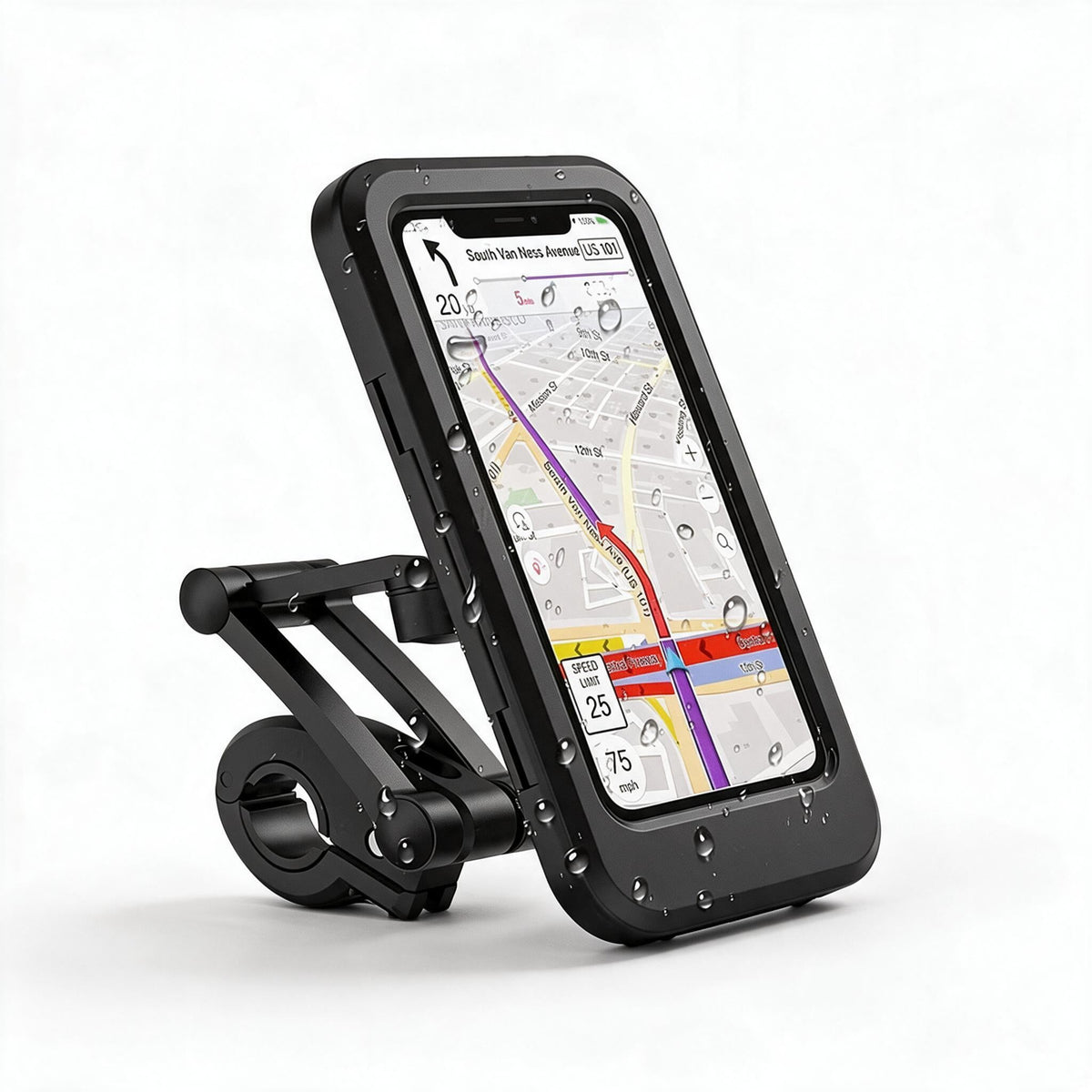 Waterproof Bike Phone Mount with Touch Through Case | Fits 4.5 to 6.8 Inch Screens on 22 to 28.5 mm Bars | Power Bank Option