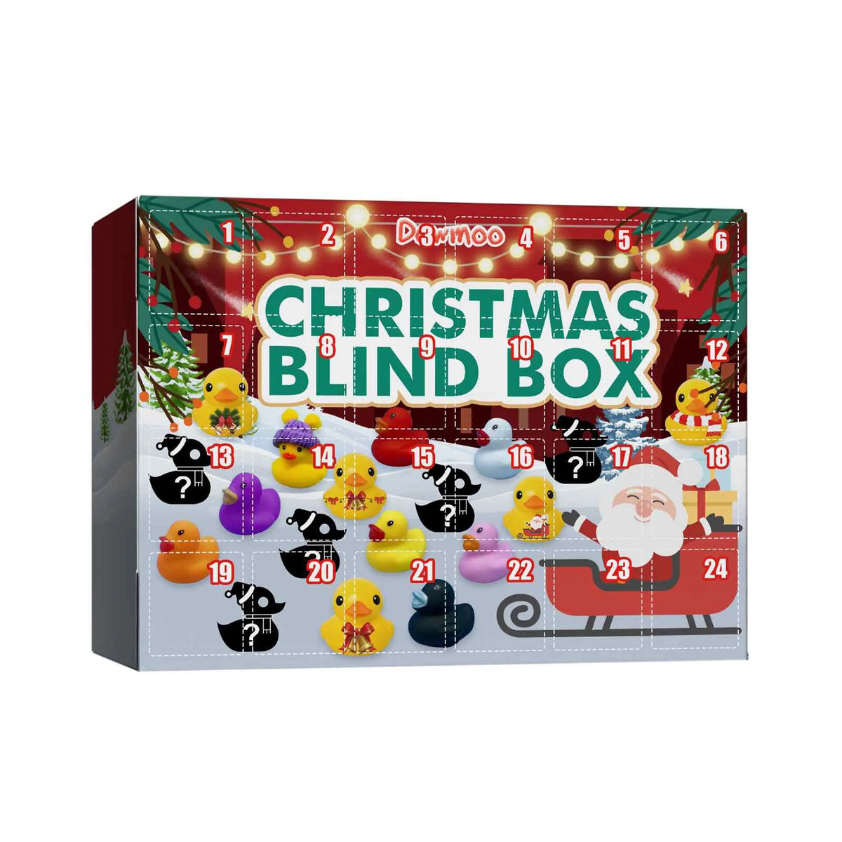 Rubber Duck Advent Calendar with 24 Festive Bath Toys | Christmas Countdown for Kids | Daily Xmas Surprise Gift